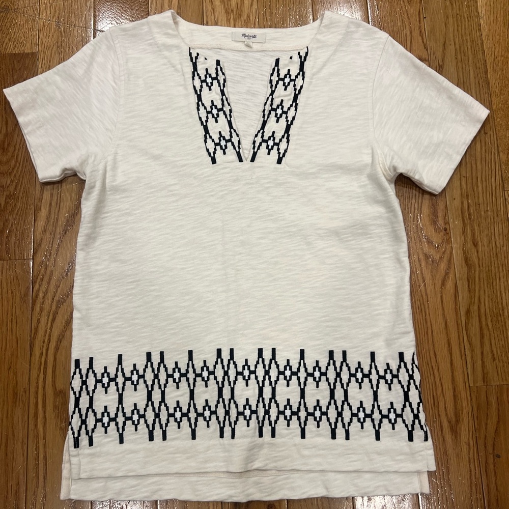 Madewell White Embroidered T-Shirt